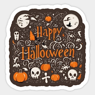 Happy Halloween typography poster with handwritten calligraphy text  illustration Sticker